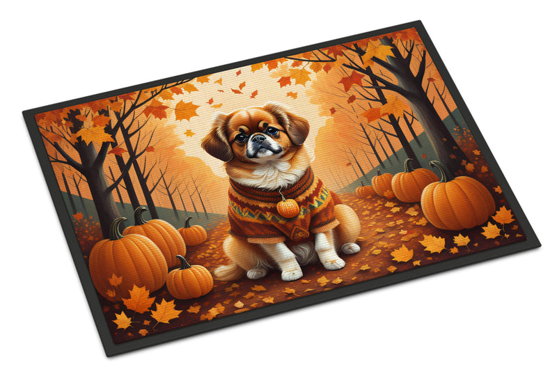 Tibetan Spaniel Fall Doormat -  18x27 Decorative Floor Mat – Indoor/Outdoor Rug