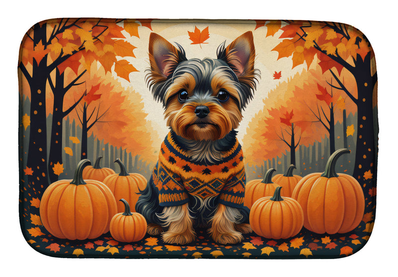 Yorkshire Terrier Fall Dish Drying Mat