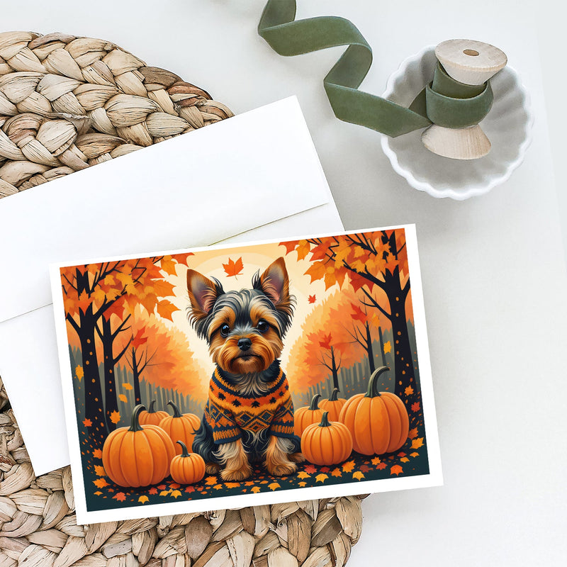 Yorkshire Terrier Fall Greeting Cards and Envelopes Pack of 8