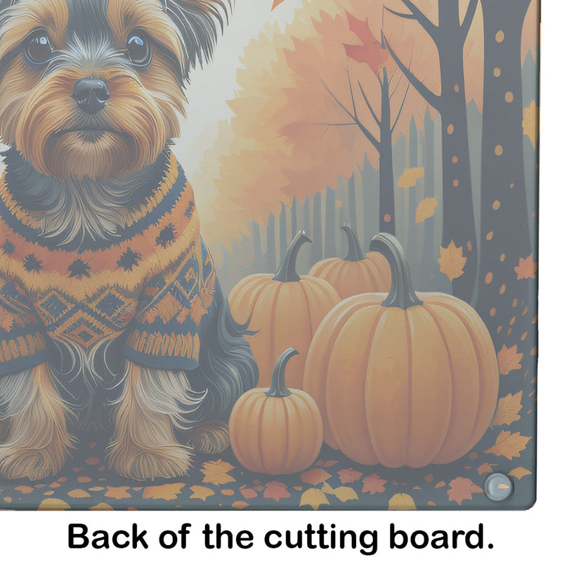 Yorkshire Terrier Fall Glass Cutting Board Large