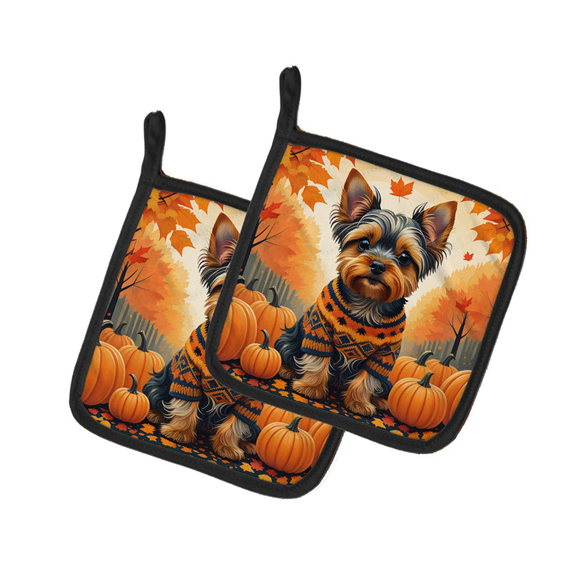 Yorkshire Terrier Fall Pair of Pot Holders