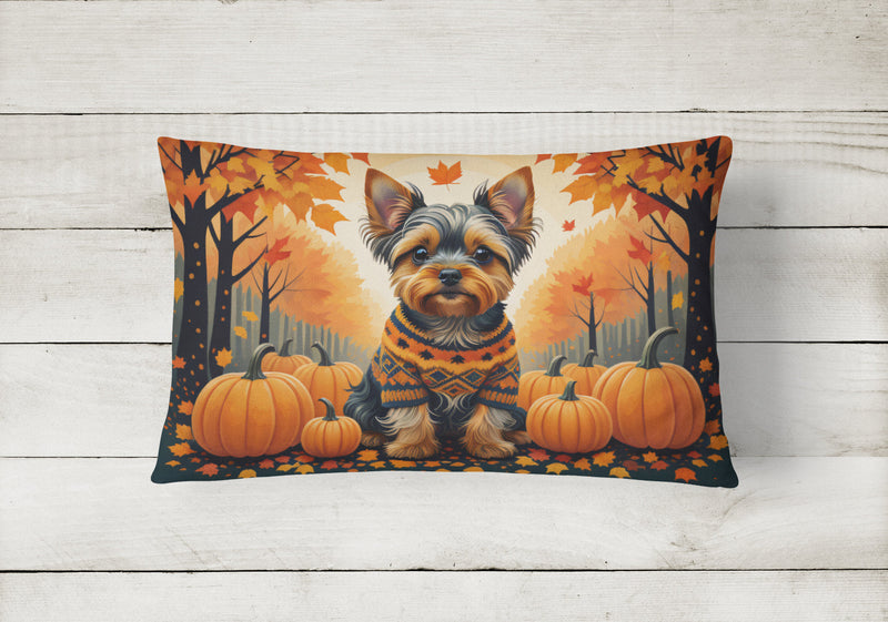 Yorkshire Terrier Fall Fabric Decorative Pillow