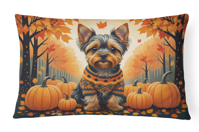 Yorkshire Terrier Fall Fabric Decorative Pillow