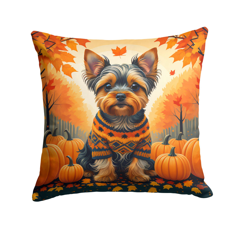 Yorkshire Terrier Fall Fabric Decorative Pillow