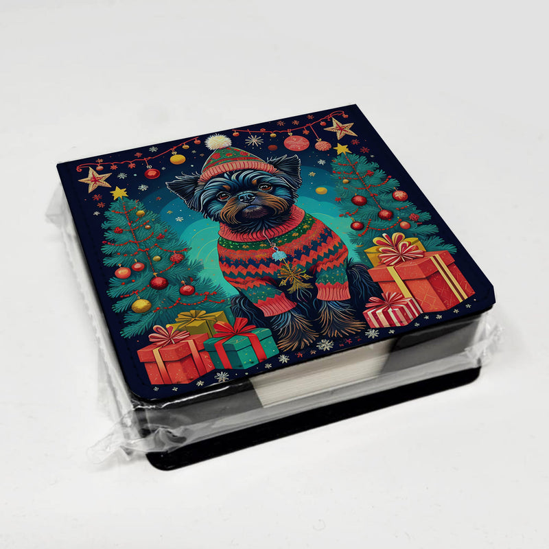 Affenpinscher Christmas PU Leather Note Paper Holder