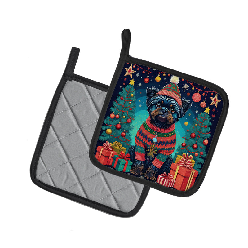 Affenpinscher Christmas Pair of Pot Holders