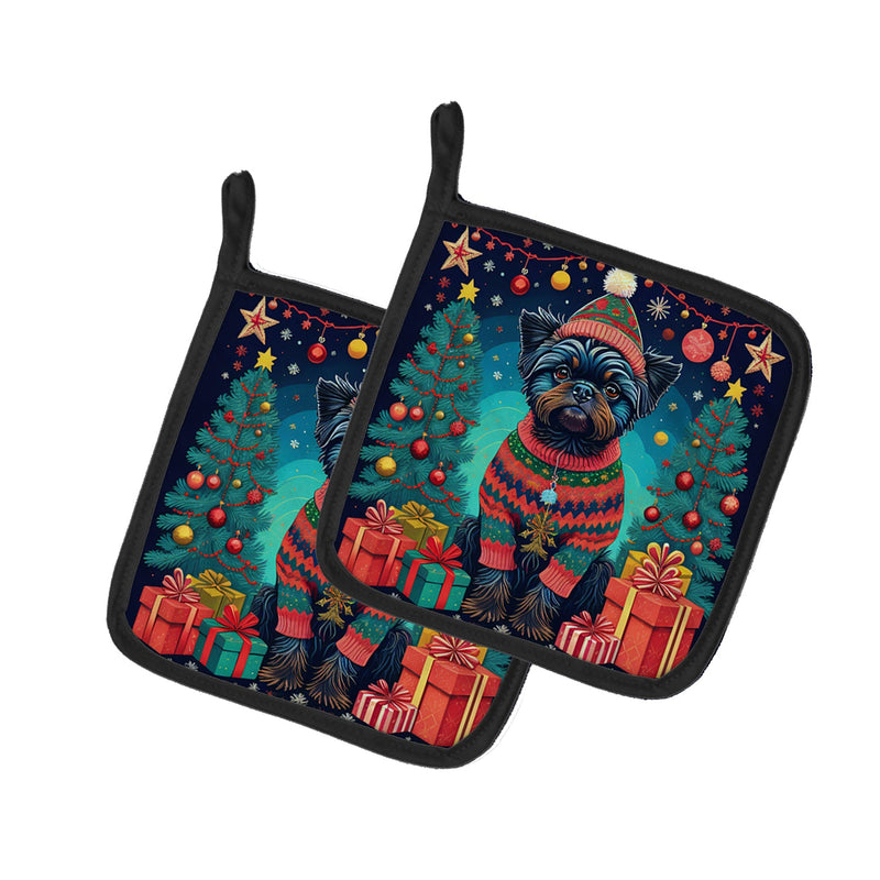 Affenpinscher Christmas Pair of Pot Holders