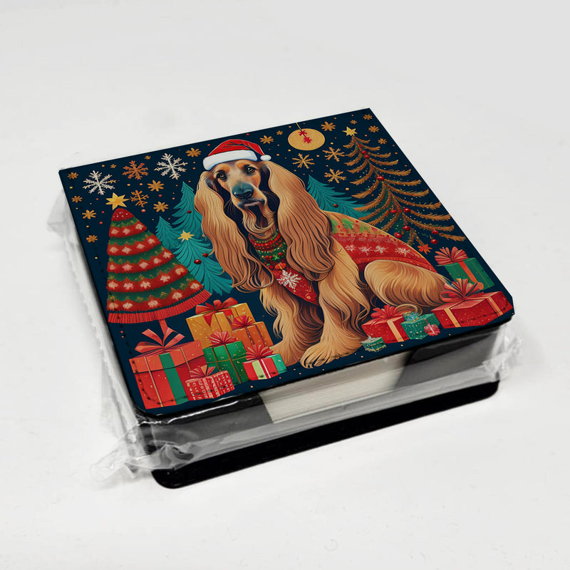 Afghan Hound Christmas PU Leather Note Paper Holder