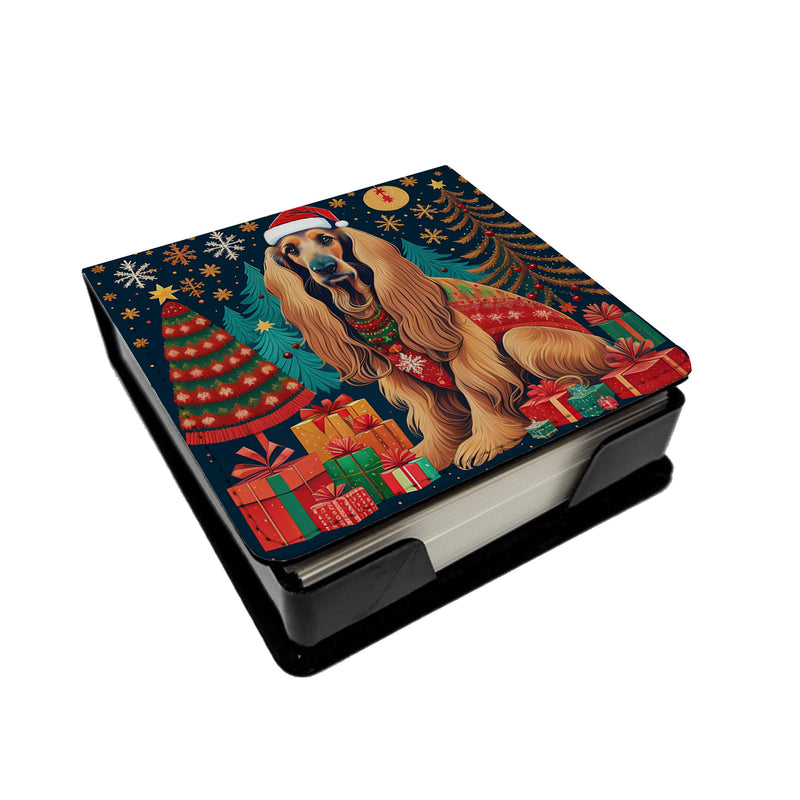 Afghan Hound Christmas PU Leather Note Paper Holder
