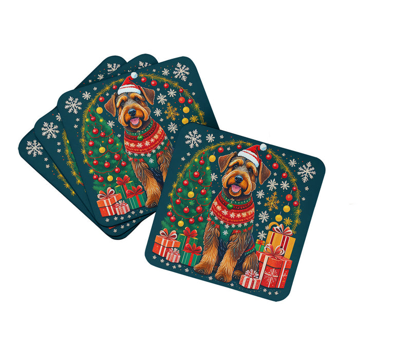 Airedale Terrier Christmas Foam Coasters