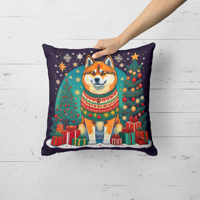 Akita Christmas Throw Pillow - 14x14 Decorative Pillow – Art for Your Home & Patio