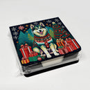 Alaskan Malamute Christmas PU Leather Note Paper Holder