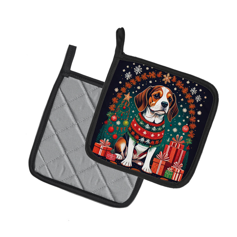 Beagle Christmas Pot Holders - Set of 2 Decorative Kitchen Helpers | Made in the USA