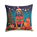 Bloodhound Christmas Fabric Decorative Pillow
