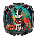 Border Collie Christmas Compact Mirror – Stylish Purse Mirror with Artistic Covers