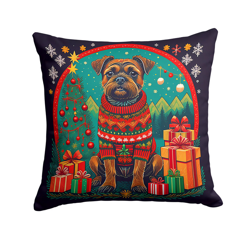 Border Terrier Christmas Throw Pillow - 14x14 Decorative Pillow – Art for Your Home & Patio