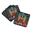Boston Terrier Christmas Coasters - Set of 4 Lightweight Foam, Absorbent Drink Coasters