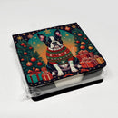 Boston Terrier Christmas PU Leather Note Paper Holder