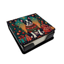 Boston Terrier Christmas PU Leather Note Paper Holder