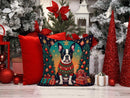 Boston Terrier Christmas Fabric Decorative Pillow