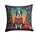 Boston Terrier Christmas Fabric Decorative Pillow