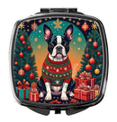 Boston Terrier Christmas Compact Mirror – Stylish Purse Mirror with Artistic Covers