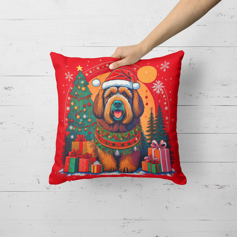 Briard Christmas Throw Pillow - 14x14 Decorative Pillow – Art for Your Home & Patio