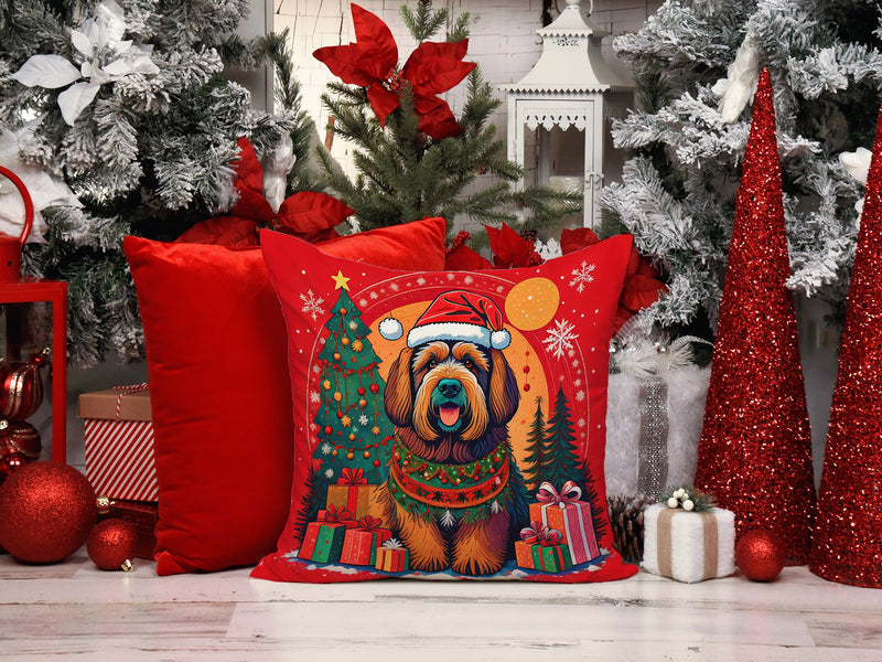 Briard Christmas Throw Pillow - 14x14 Decorative Pillow – Art for Your Home & Patio