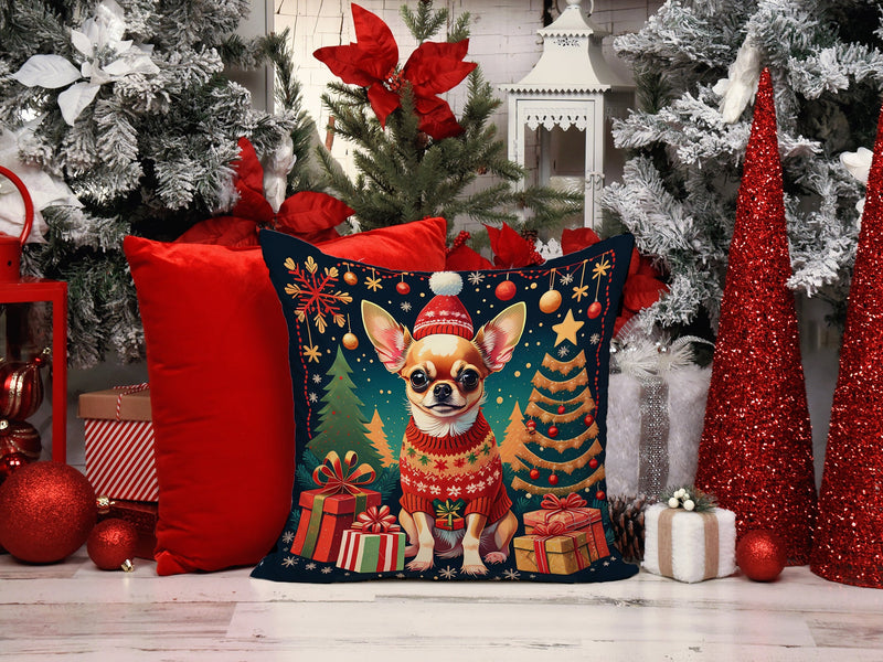 Chihuahua Christmas Fabric Decorative Pillow