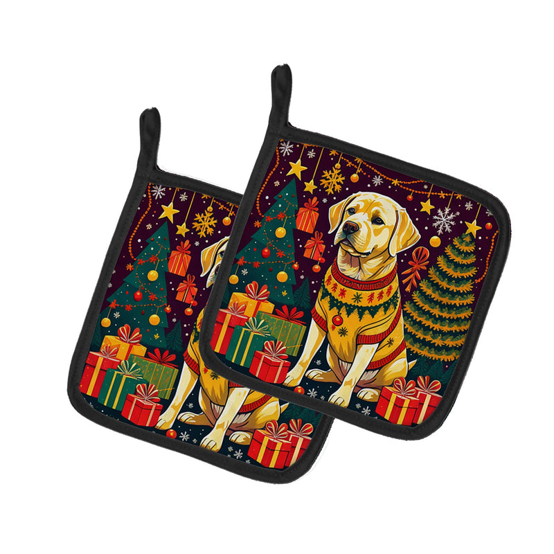 Yellow Labrador Retriever Christmas Pair of Pot Holders