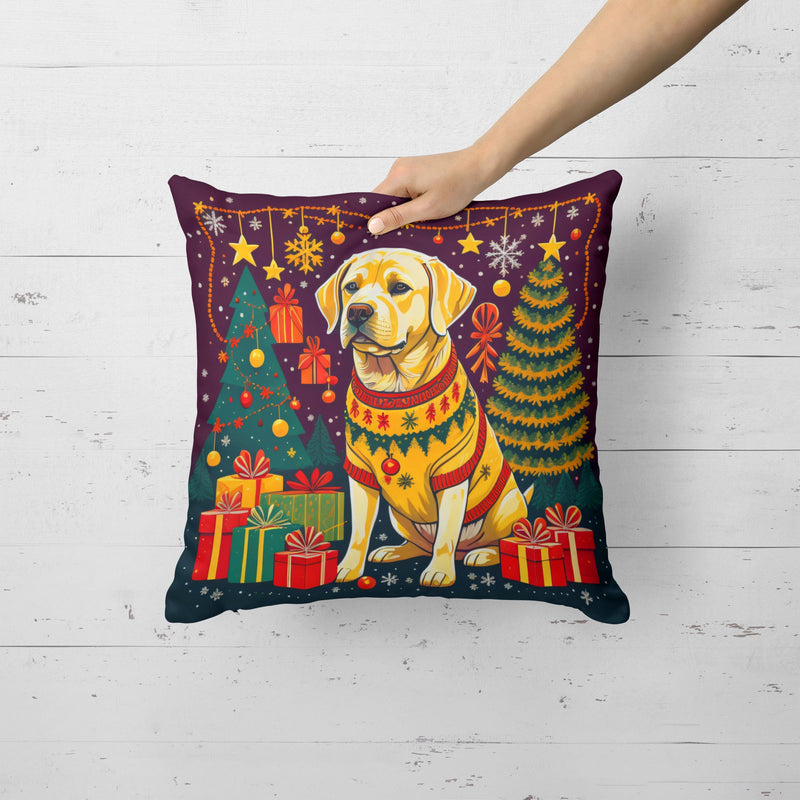 Yellow Labrador Retriever Christmas Fabric Decorative Pillow