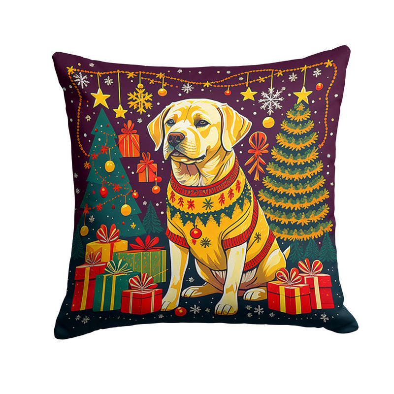 Yellow Labrador Retriever Christmas Fabric Decorative Pillow