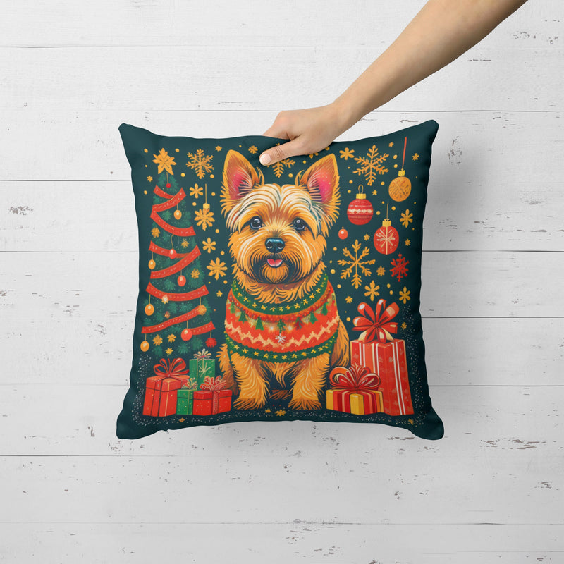 Norwich Terrier Christmas Throw Pillow - 14x14 Decorative Pillow – Art for Your Home & Patio