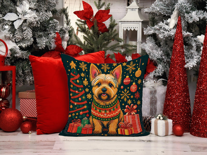 Norwich Terrier Christmas Throw Pillow - 14x14 Decorative Pillow – Art for Your Home & Patio