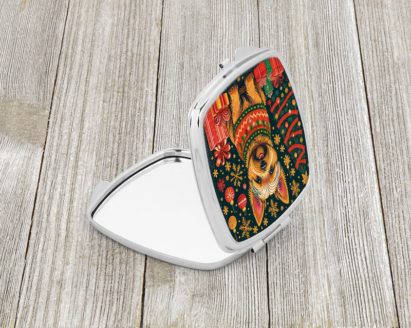 Norwich Terrier Christmas Compact Mirror – Stylish Purse Mirror with Artistic Covers