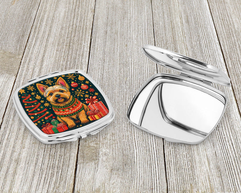 Norwich Terrier Christmas Compact Mirror – Stylish Purse Mirror with Artistic Covers
