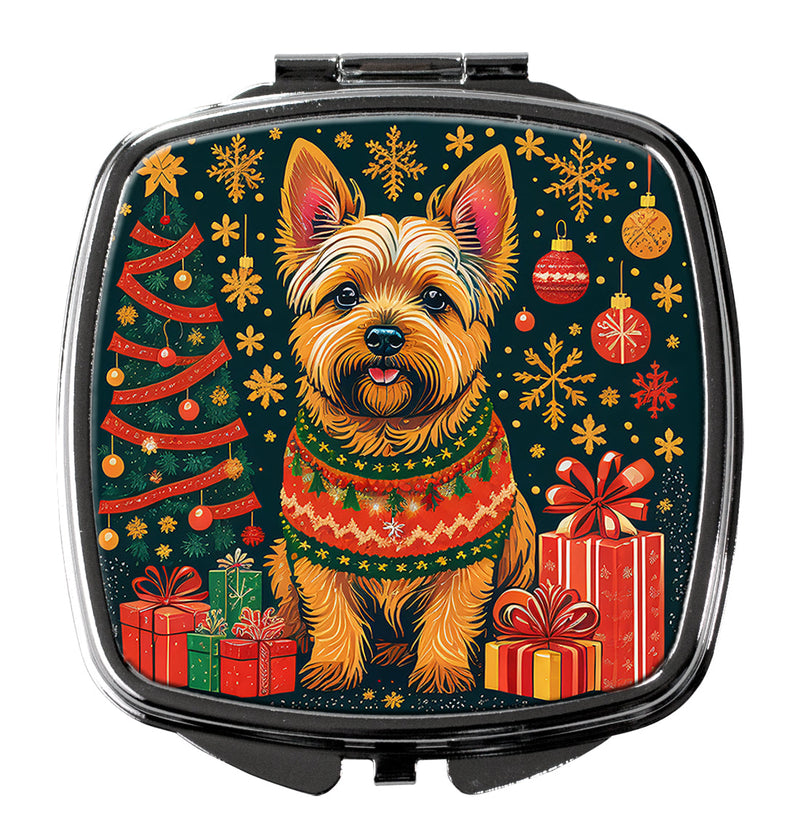 Norwich Terrier Christmas Compact Mirror – Stylish Purse Mirror with Artistic Covers