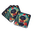 Black Toy Poodle Christmas Coasters - Set of 4 Lightweight Foam, Absorbent Drink Coasters