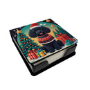 Black Toy Poodle Christmas PU Leather Note Paper Holder