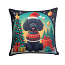 Black Toy Poodle Christmas Throw Pillow - 14x14 Decorative Pillow – Art for Your Home & Patio