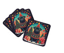 Black Pug Christmas Coasters - Set of 4 Lightweight Foam, Absorbent Drink Coasters