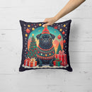 Black Pug Christmas Throw Pillow - 14x14 Decorative Pillow – Art for Your Home & Patio