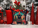 Black Pug Christmas Throw Pillow - 14x14 Decorative Pillow – Art for Your Home & Patio