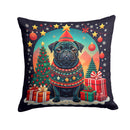 Black Pug Christmas Fabric Decorative Pillow