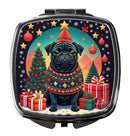 Black Pug Christmas Compact Mirror – Stylish Purse Mirror with Artistic Covers