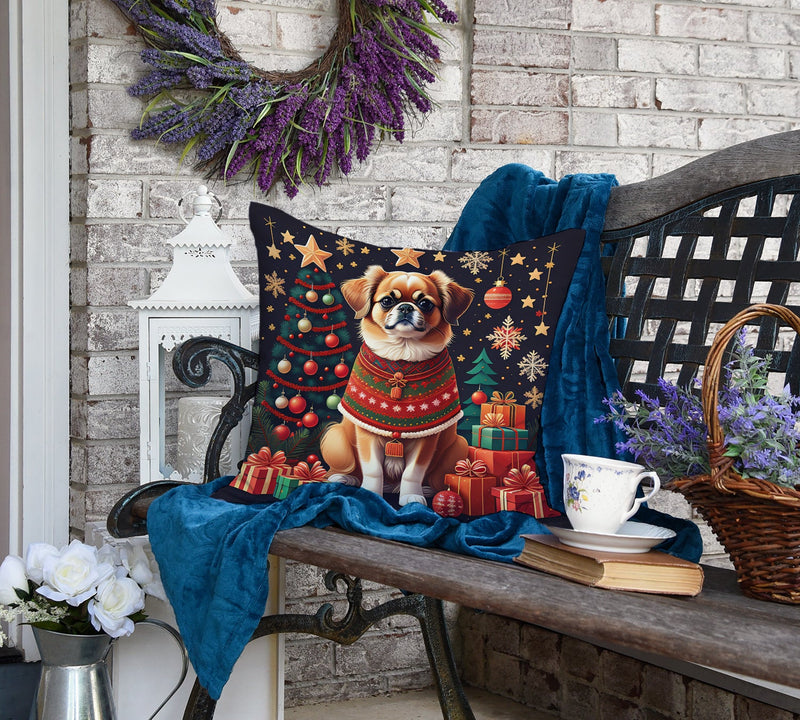 Tibetan Spaniel Christmas Fabric Decorative Pillow