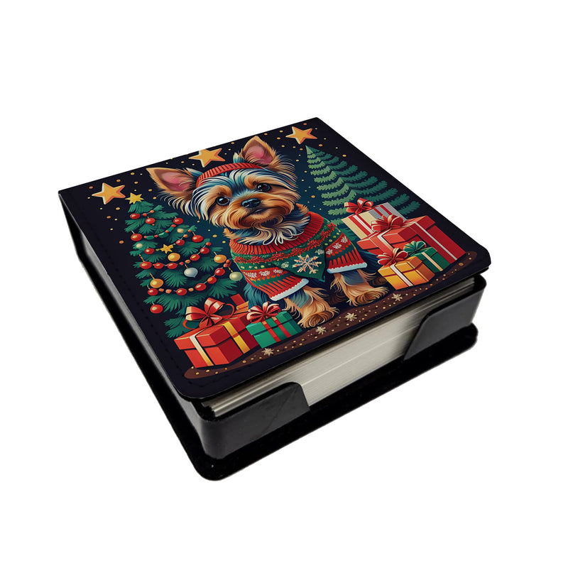 Yorkie Yorkshire Terrier Christmas PU Leather Note Paper Holder