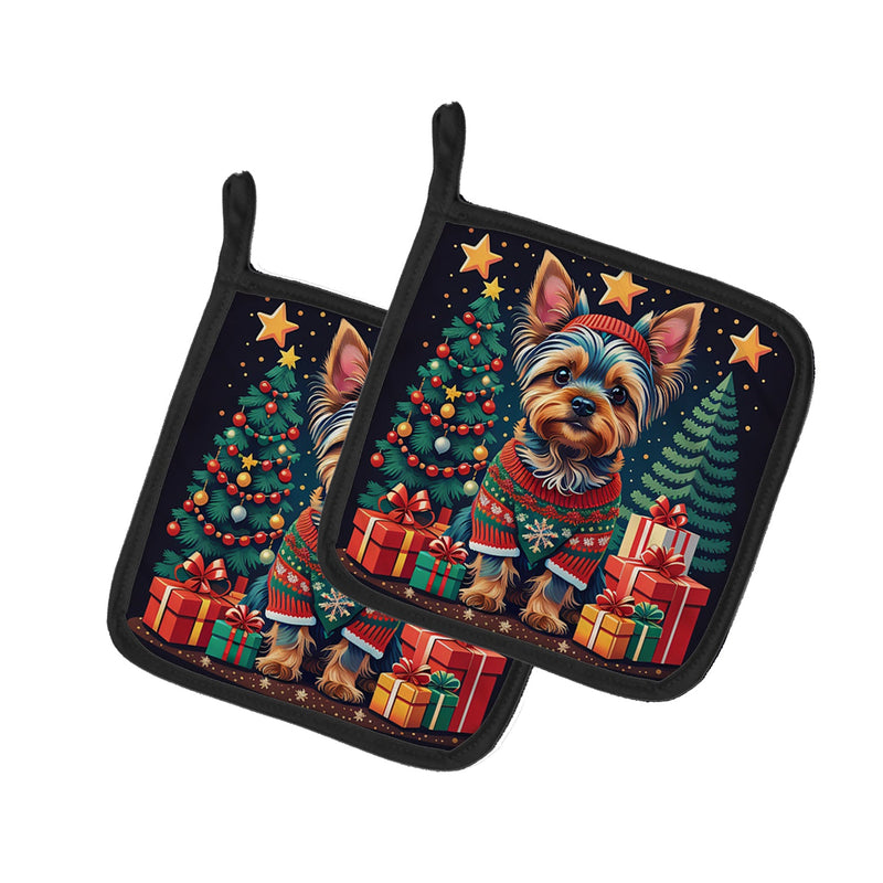 Yorkie Yorkshire Terrier Christmas Pair of Pot Holders