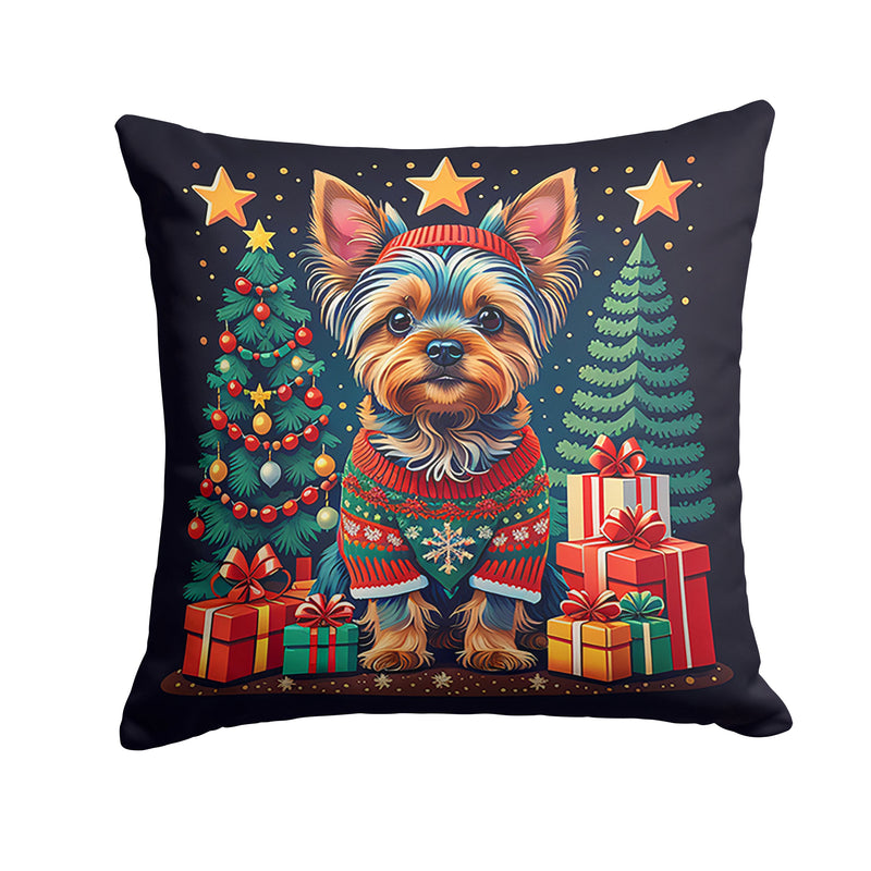 Yorkie Yorkshire Terrier Christmas Fabric Decorative Pillow