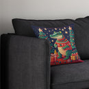 Alligator Christmas Throw Pillow - 14x14 Decorative Pillow – Art for Your Home & Patio
